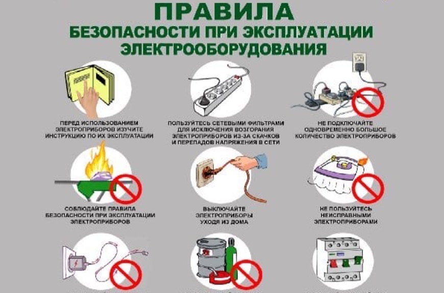 Правила безопасности при эксплуатации электрооборудования.