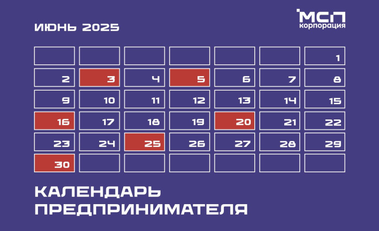 Календарь предпринимателя на июнь 2025 года. Календарь предпринимателя на июнь 2025 года.