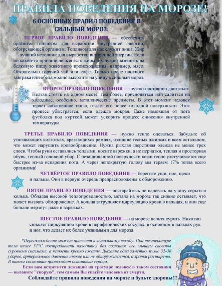 Правила поведения на морозе. Правила поведения на морозе.